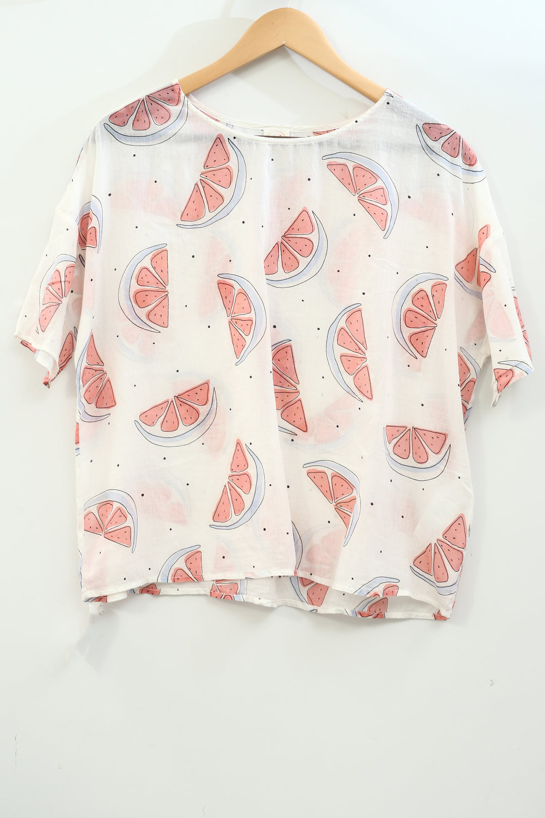 Des Petits Hauts Gisela Grapefruit Printed Blouse Top