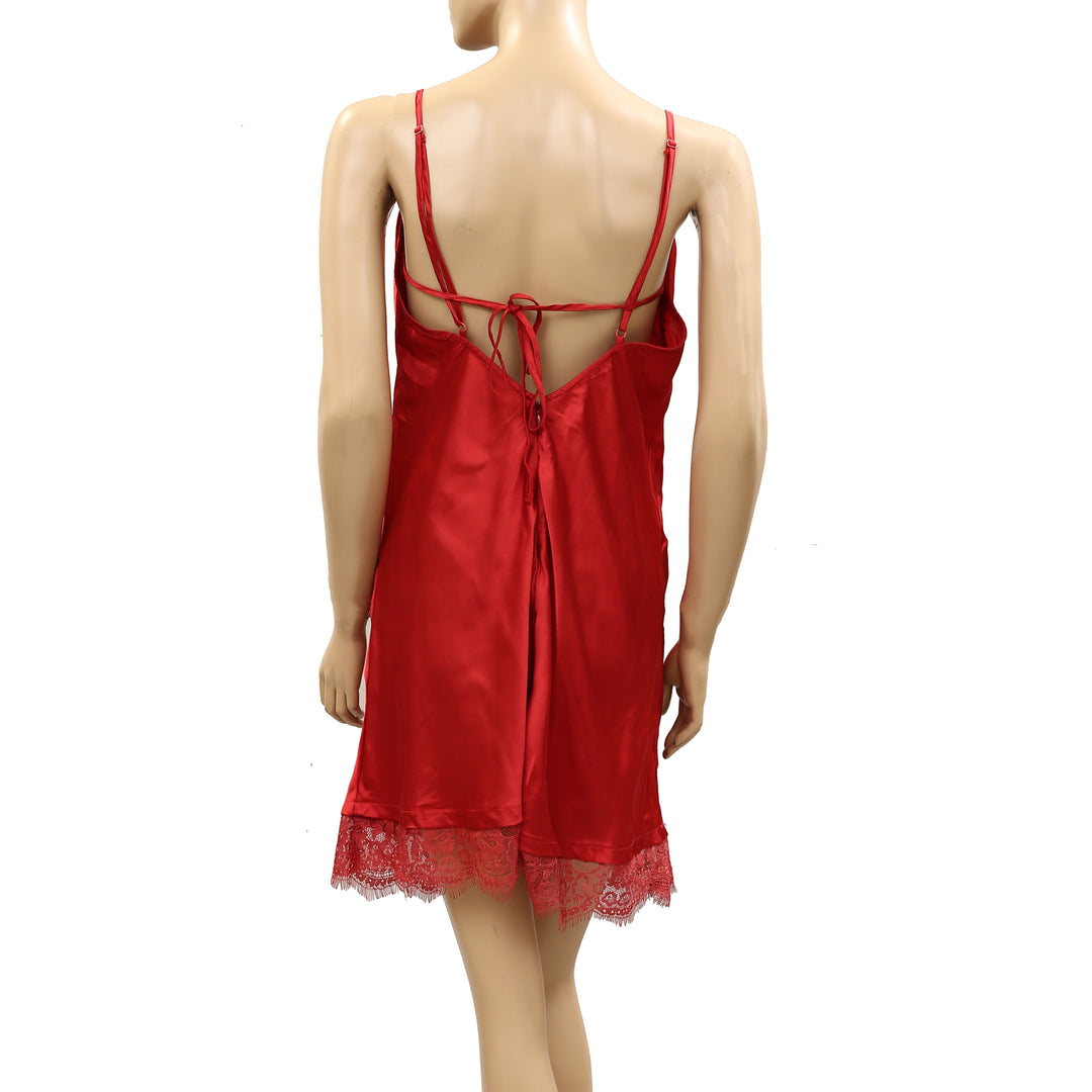 Out From Under Goodnight Kiss Lace Trim Cowl Neck Satin Slip Dress