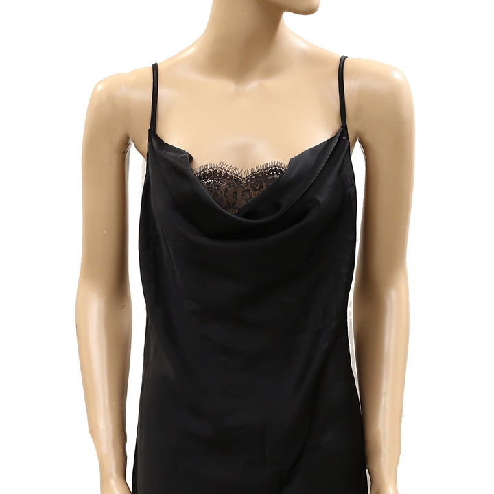 Out From Under Goodnight Kiss Lace Trim Cowl Neck Satin Slip Dress