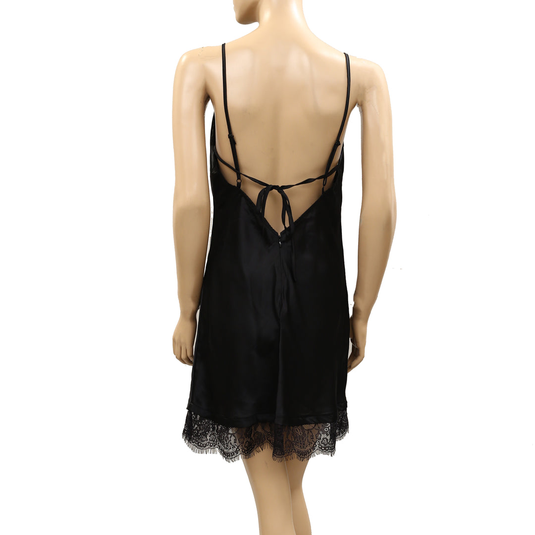 Out From Under Goodnight Kiss Lace Trim Cowl Neck Satin Slip Dress