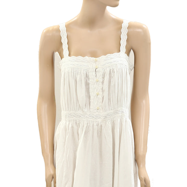 The Great Eyelet Embroidered True White Midi Dress