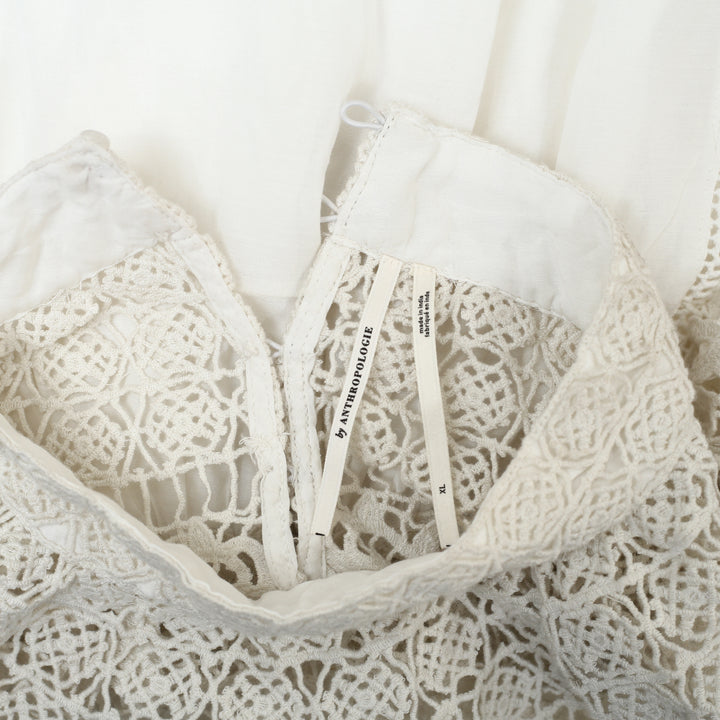 By Anthropologie High-Neck Lace Tunic Mini Dress