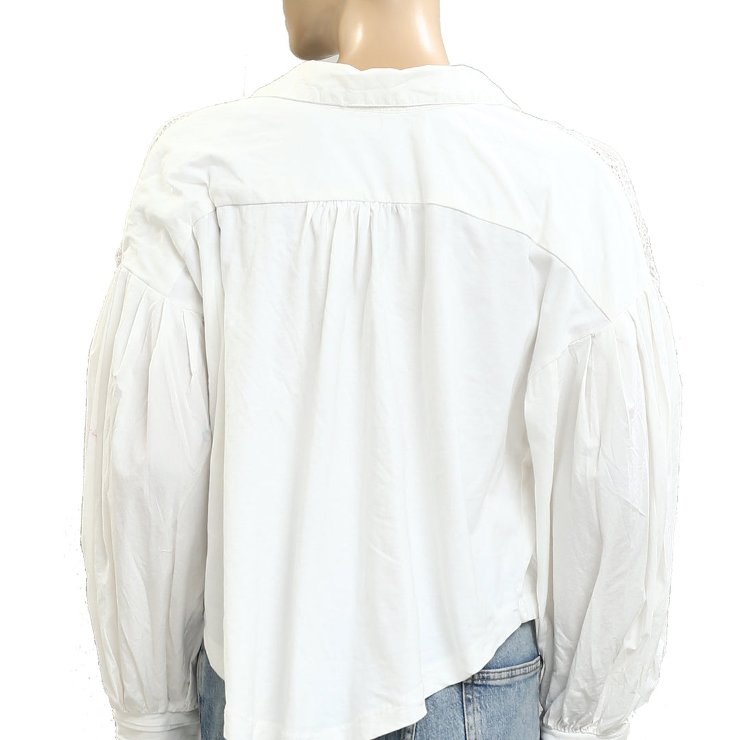 Maeve Anthropologie Puff-Sleeve Collared Yoke Blouse Top