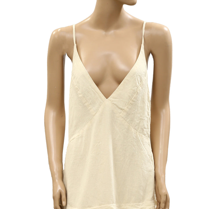 By Anthropologie Celandine Sleeveless Sheer Linen Maxi Slip Dress