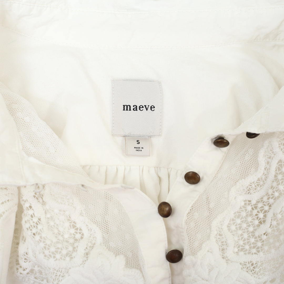 Maeve Anthropologie Puff-Sleeve Collared Yoke Blouse Top