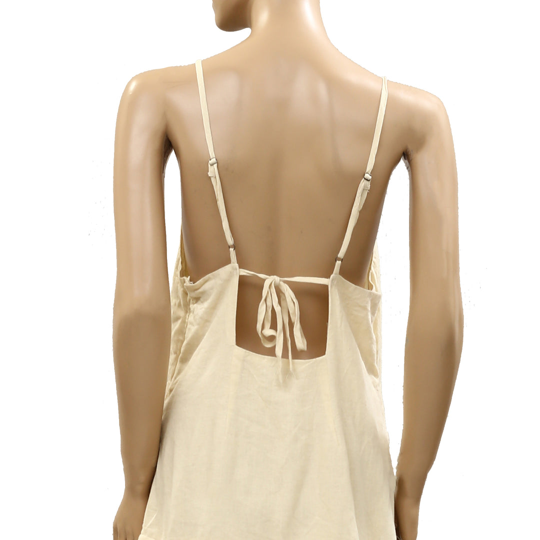 By Anthropologie Celandine Sleeveless Sheer Linen Maxi Slip Dress