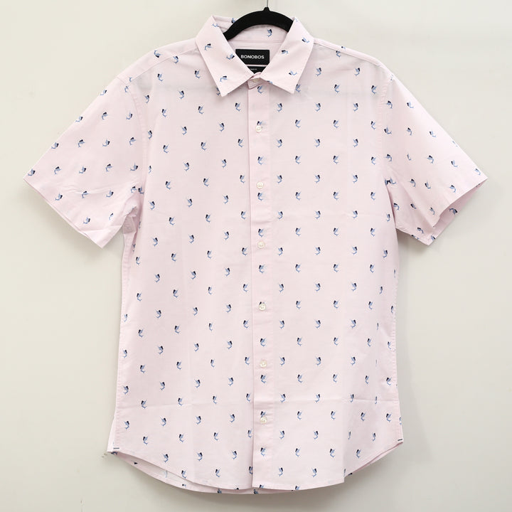 Bonobos Pink Swordfish Print Stretch Riviera Shirt