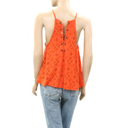 Free People Dream Date Lace-Up Trapeze Tank Blouse Top
