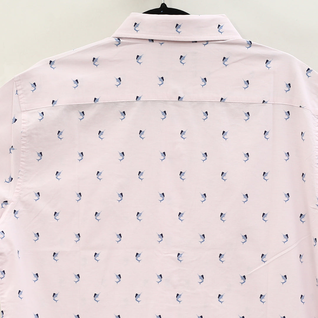 Bonobos Pink Swordfish Print Stretch Riviera Shirt