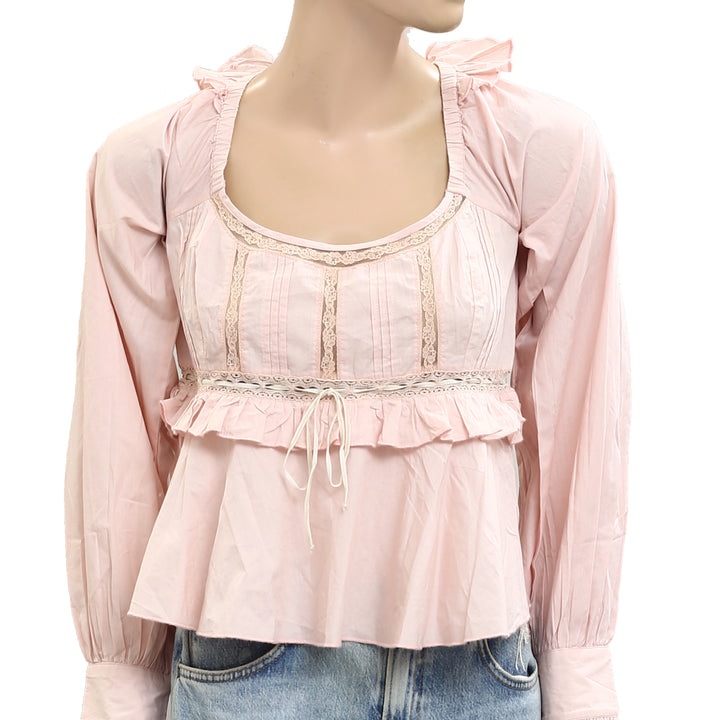 Free People Cathleen Copped Blouse Top