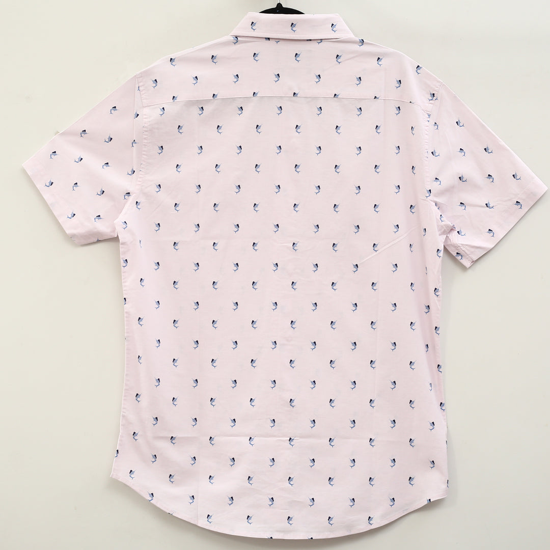 Bonobos Pink Swordfish Print Stretch Riviera Shirt
