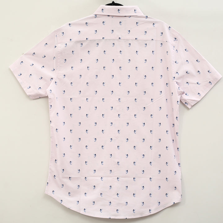Bonobos Pink Swordfish Print Stretch Riviera Shirt