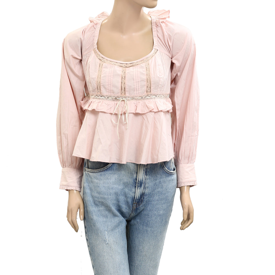 Free People Cathleen Copped Blouse Top