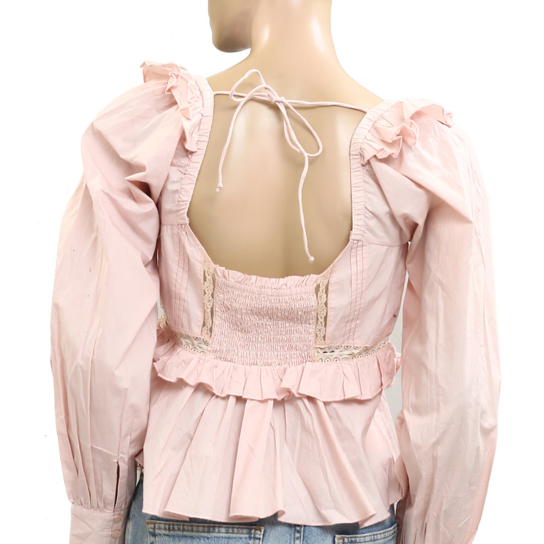 Free People Cathleen Copped Blouse Top