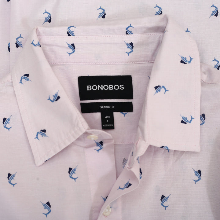 Bonobos Pink Swordfish Print Stretch Riviera Shirt