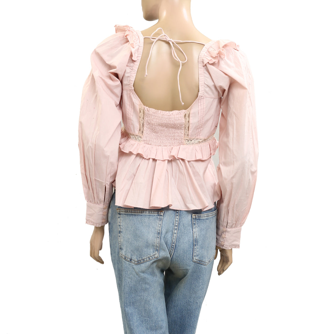 Free People Cathleen Copped Blouse Top