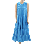 Merlette Solid Ruffle Tiered Maxi Dress