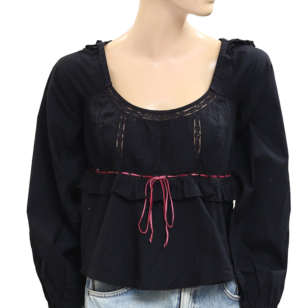 Free People Cathleen Copped Blouse Top