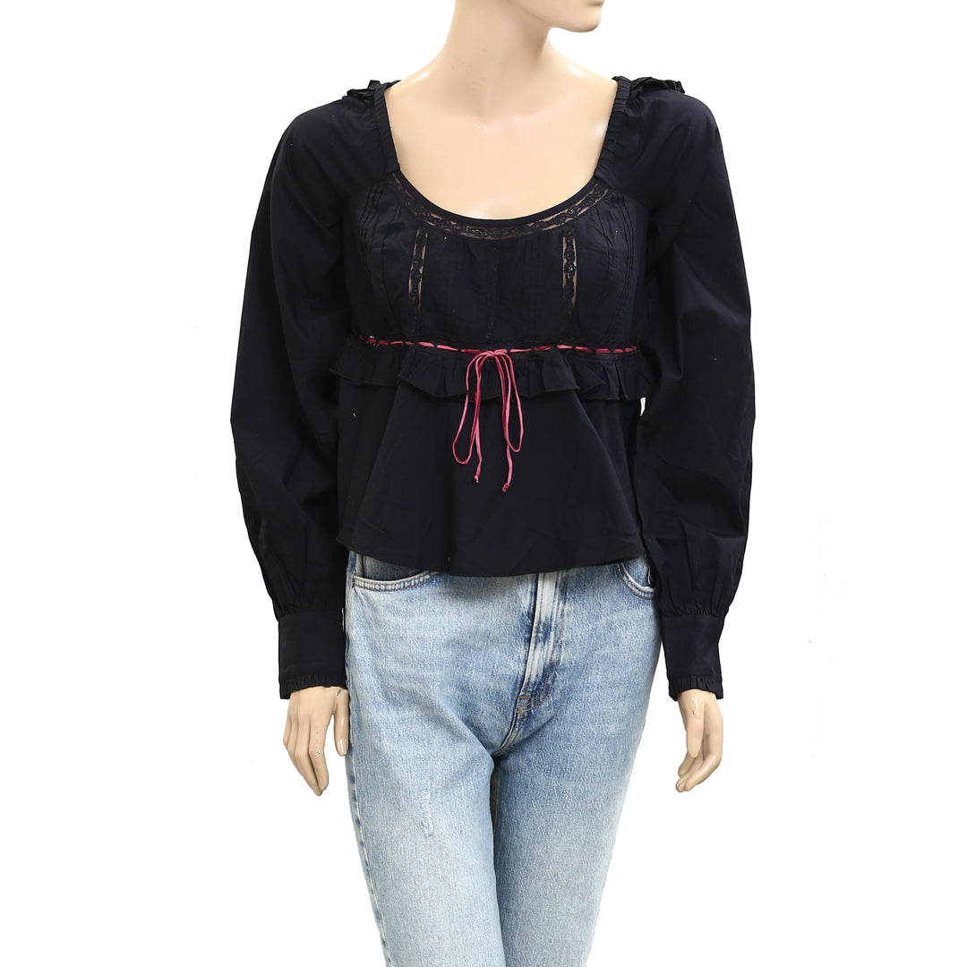 Free People Cathleen Copped Blouse Top