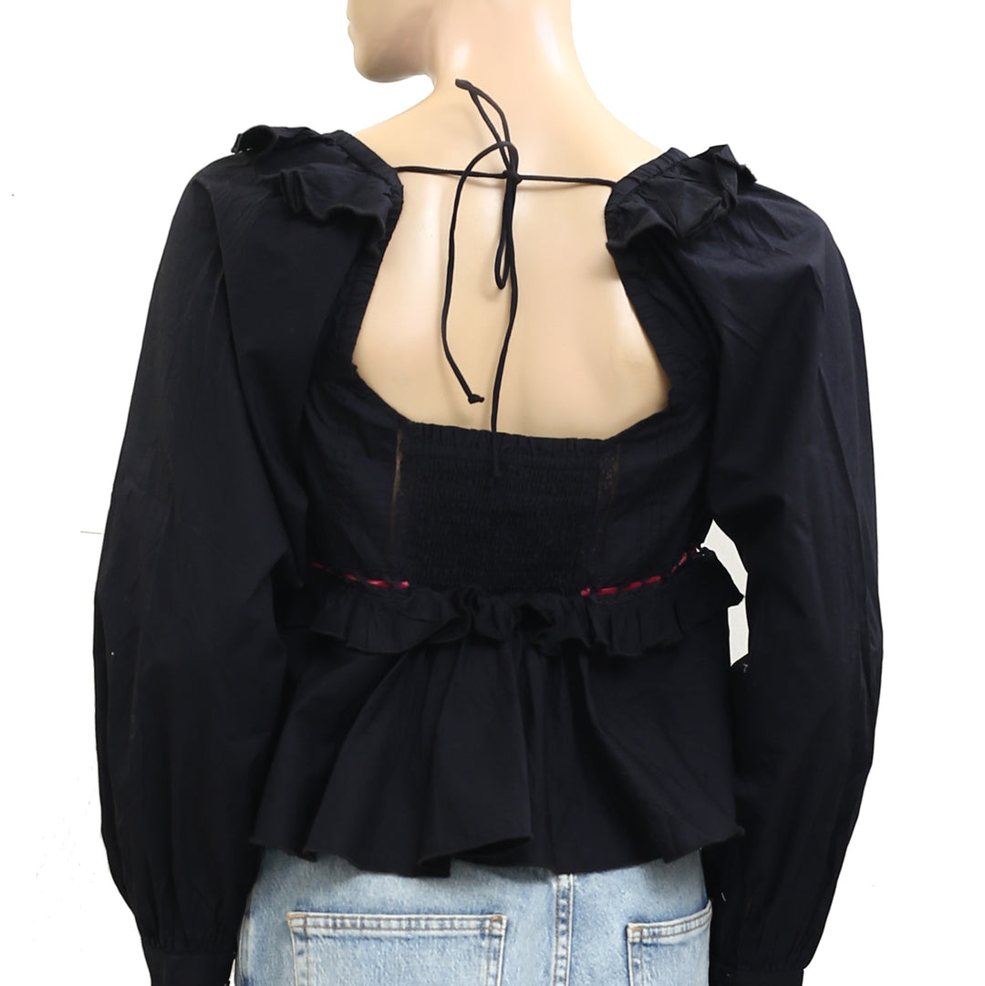 Free People Cathleen Copped Blouse Top