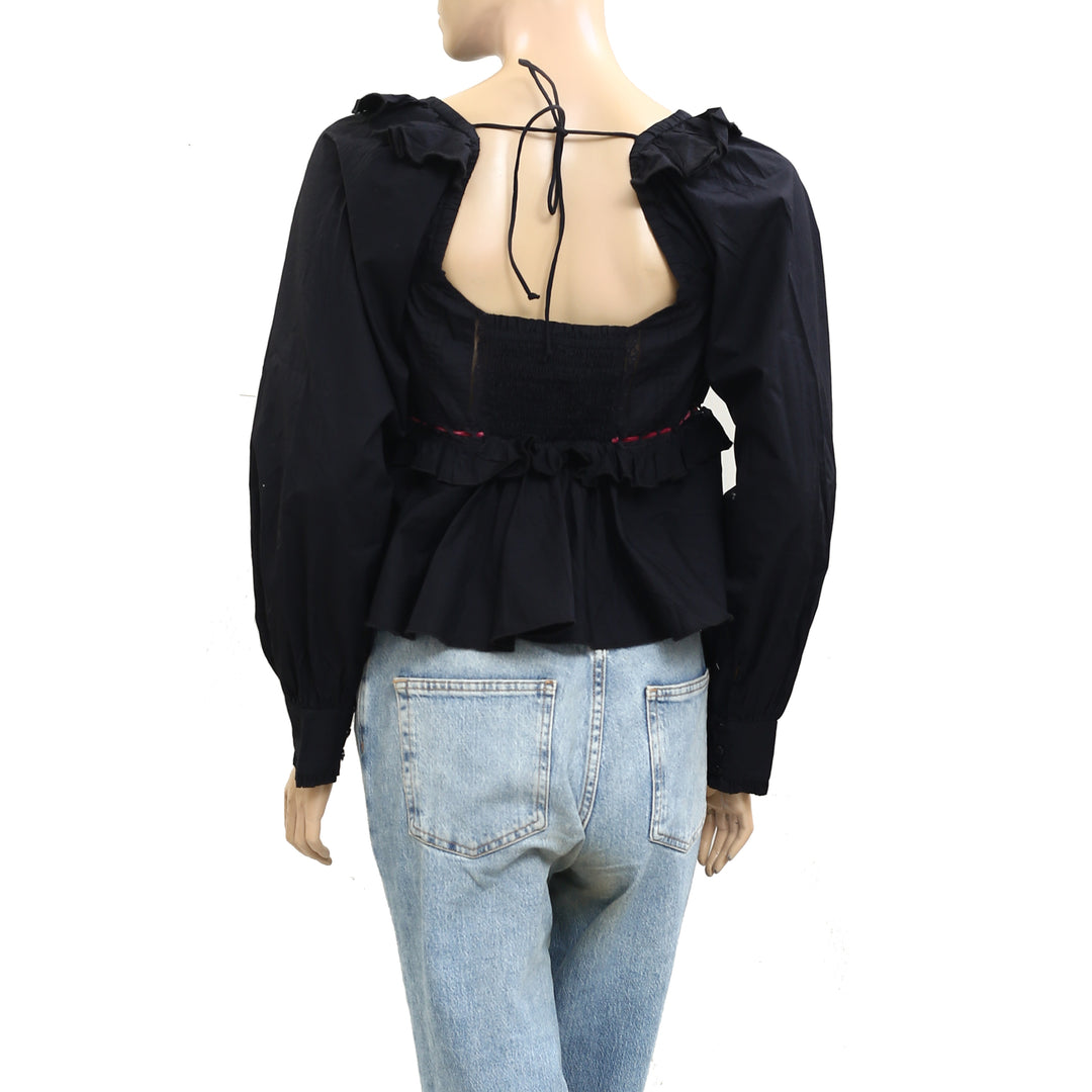 Free People Cathleen Copped Blouse Top