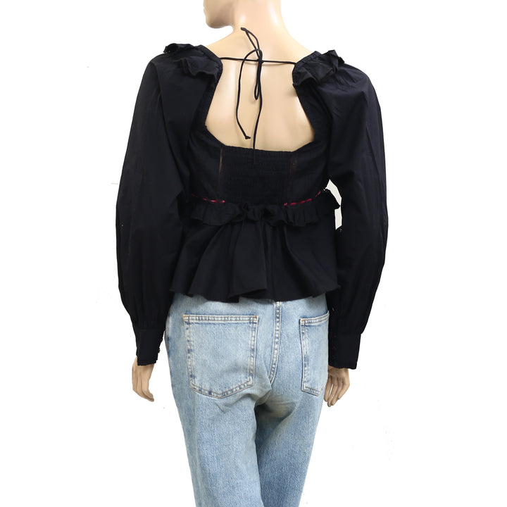 Free People Cathleen Copped Blouse Top