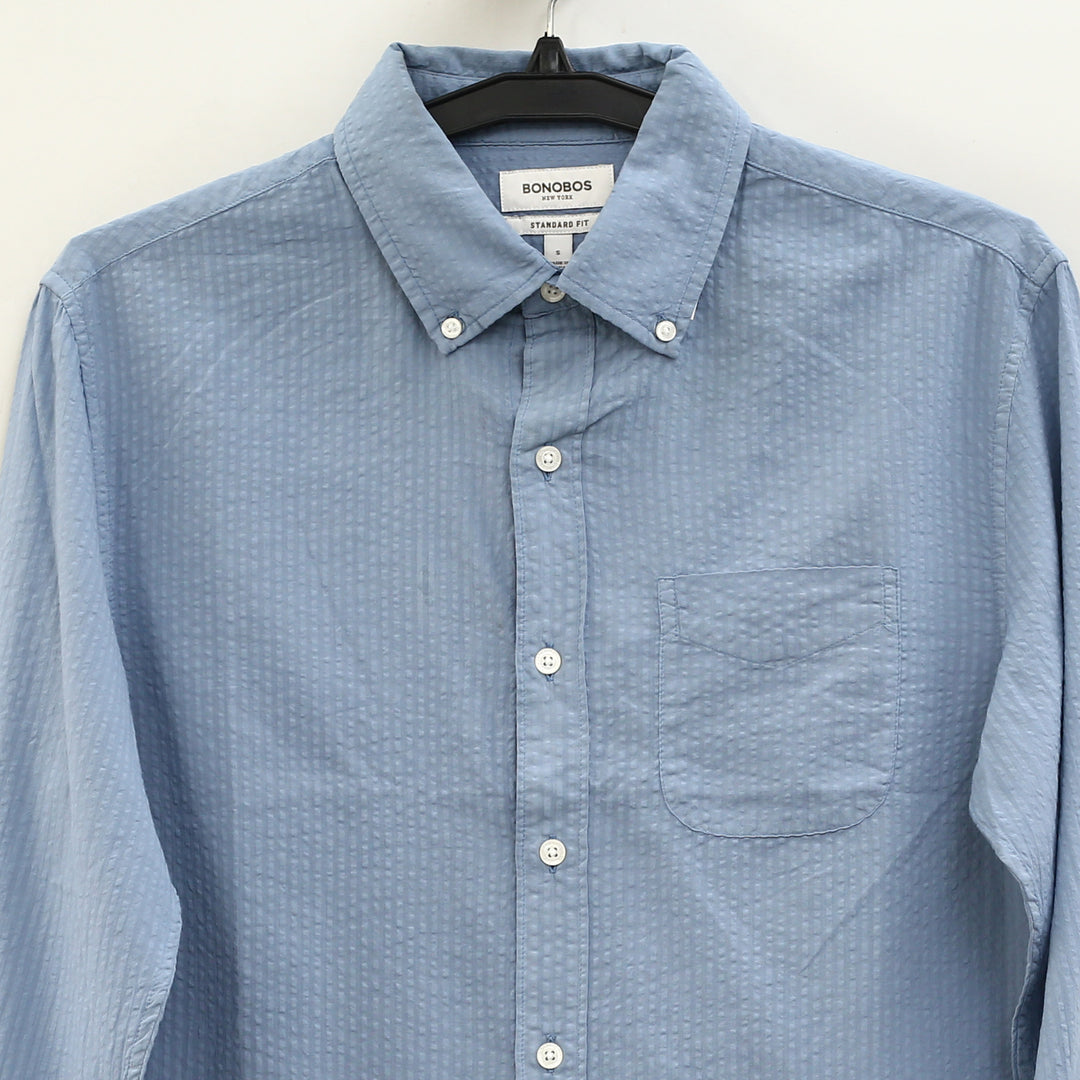 Bonobos Blue Shadow Dyed Seersucker Shirt