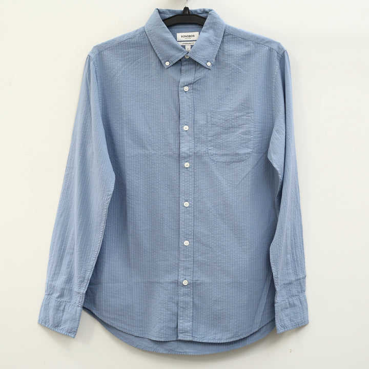 Bonobos Blue Shadow Dyed Seersucker Shirt