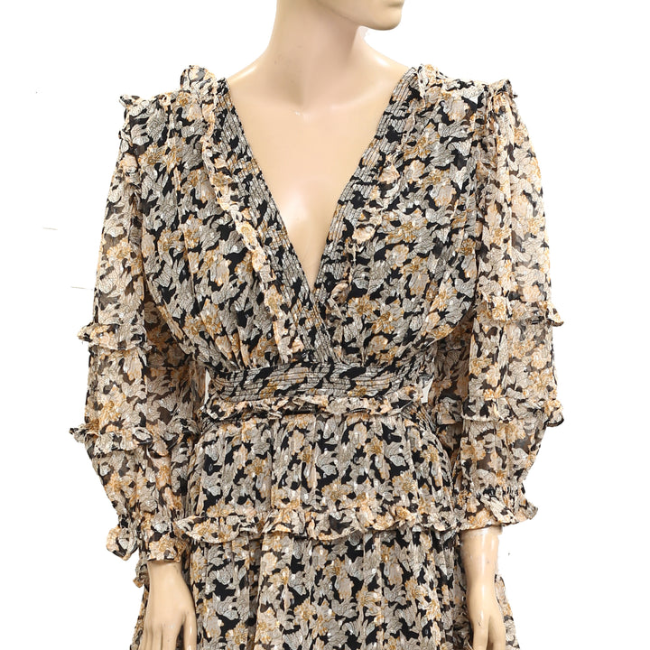 By Anthropologie V-Neck Ruffle Cutout Dress