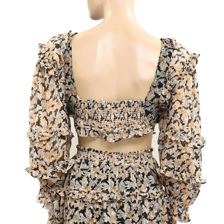 By Anthropologie V-Neck Ruffle Cutout Dress