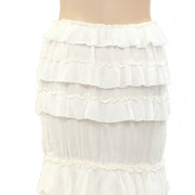Belair Tiered Ivory Solid Skirt Ruffle Pull-on Beach Wear