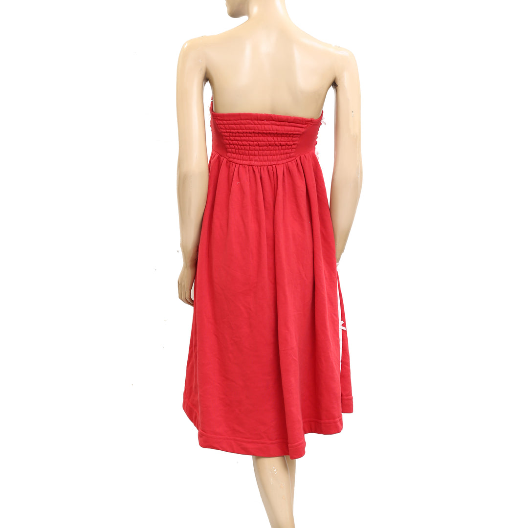 anthropologie red bow dress Daily Practice Strapless Side Bow Midi Dress