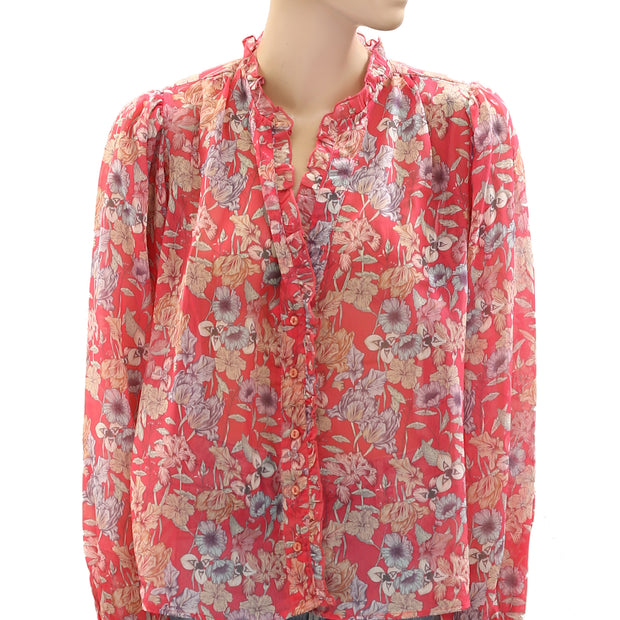 Sea New York Buttondown Floral Printed Shirt Blouse Top