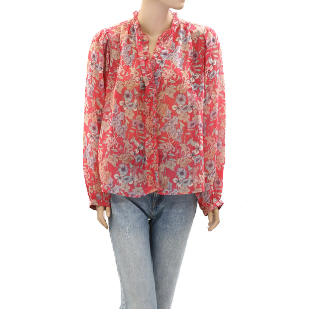 Sea New York Buttondown Floral Printed Shirt Blouse Top