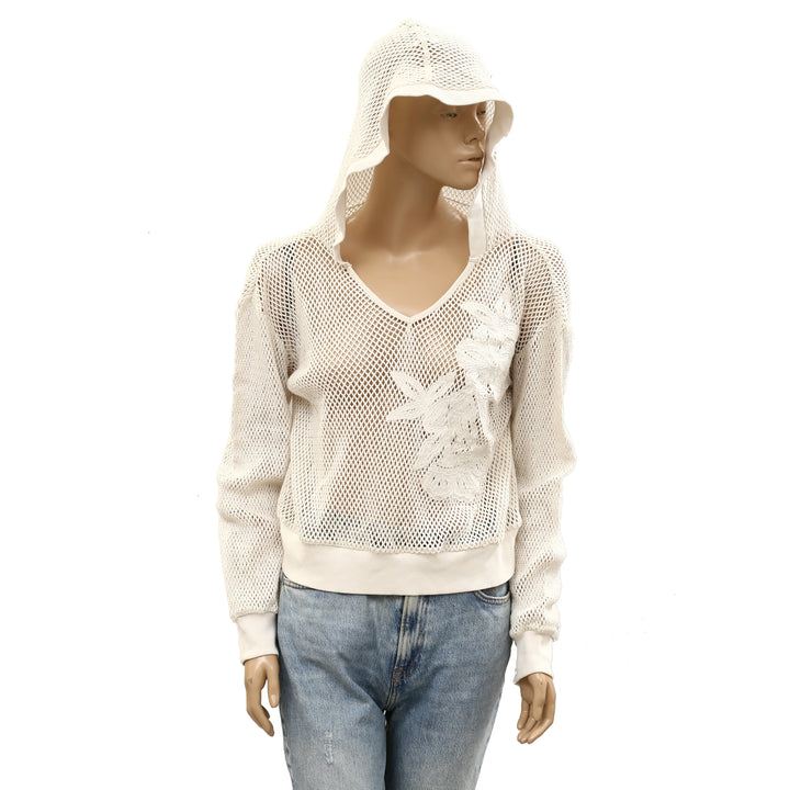 Daily Practice by Anthropologie Embroidered Mesh Hoodie