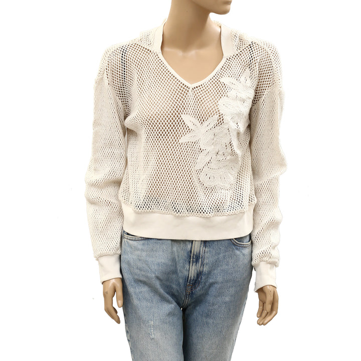 Daily Practice by Anthropologie Embroidered Mesh Hoodie