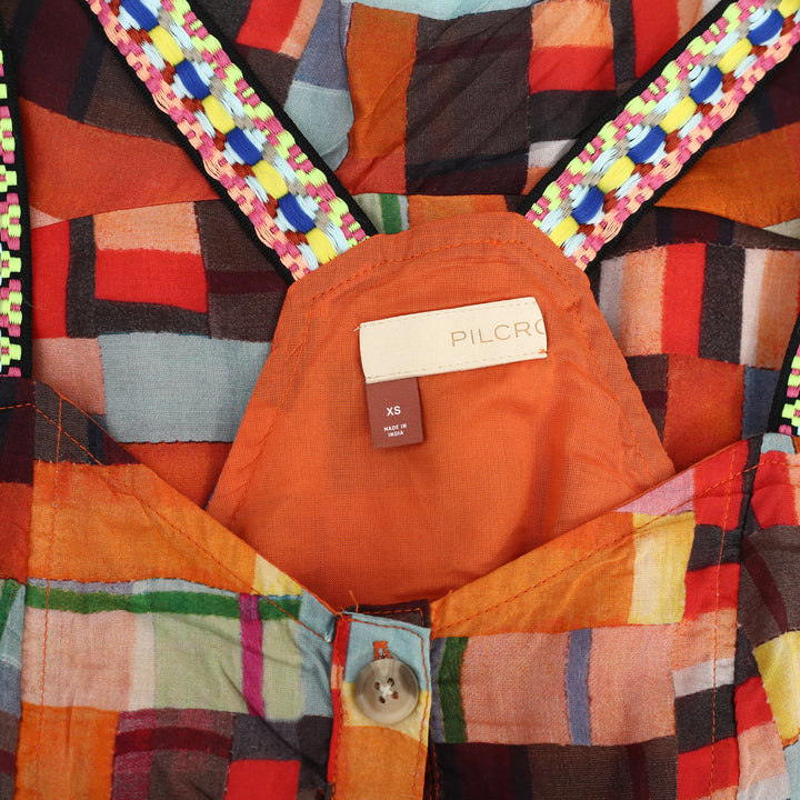 Pilcro Anthropologie Buttondown Embroidered Peplum Tank Top