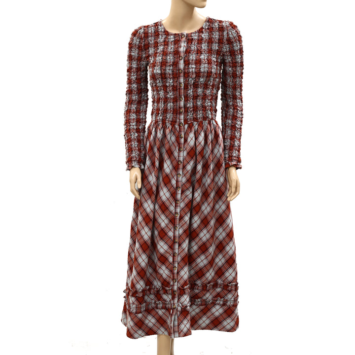 Damson Madder Posey Cardi Long Sleeve Organic Cotton Midi Dress