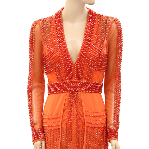 ASOS Design Orange Beaded Short Mini Dress