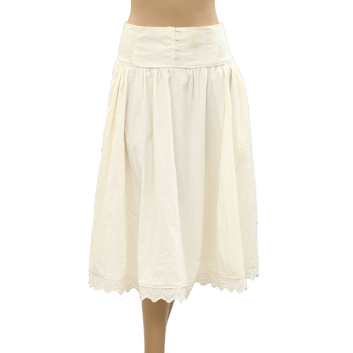 Free People Floral Lace Solid Midi Skirt