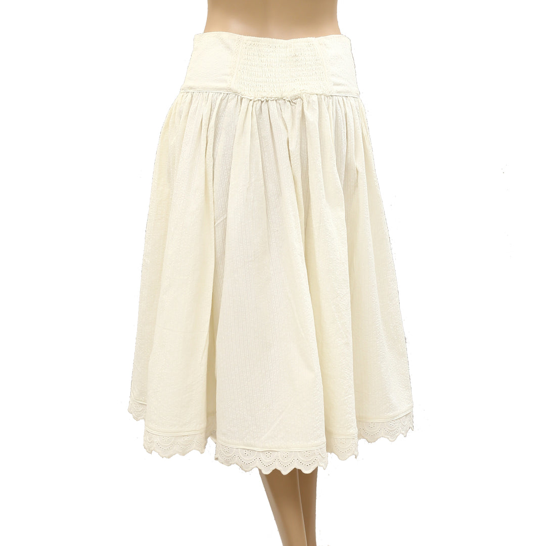 Free People Floral Lace Solid Midi Skirt