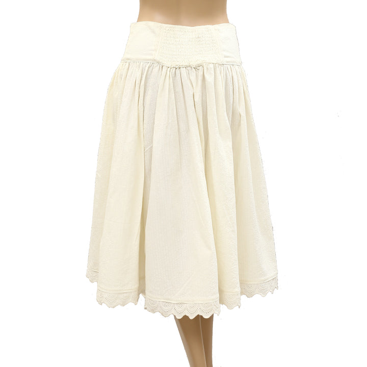 Free People Floral Lace Solid Midi Skirt