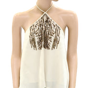 Free People Sequin Embellished Halter Tank Blouse Top