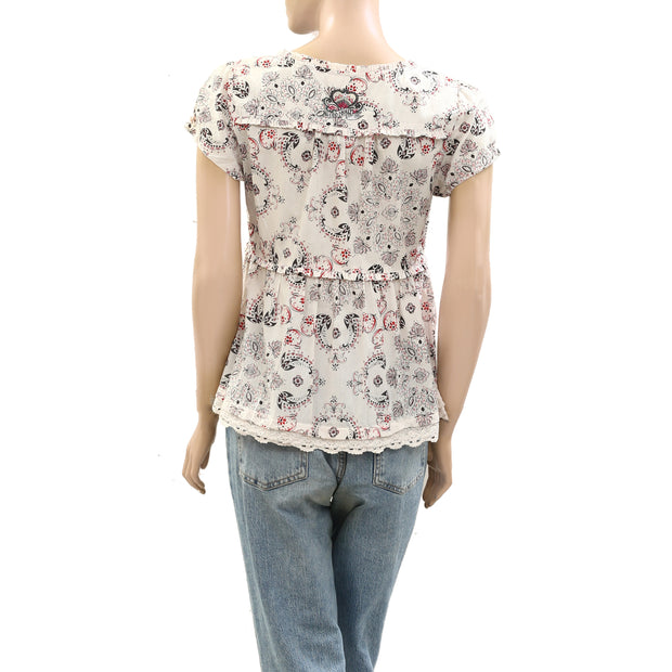 Odd Molly Anthropologie Ruffle Floral Printed Blouse Top