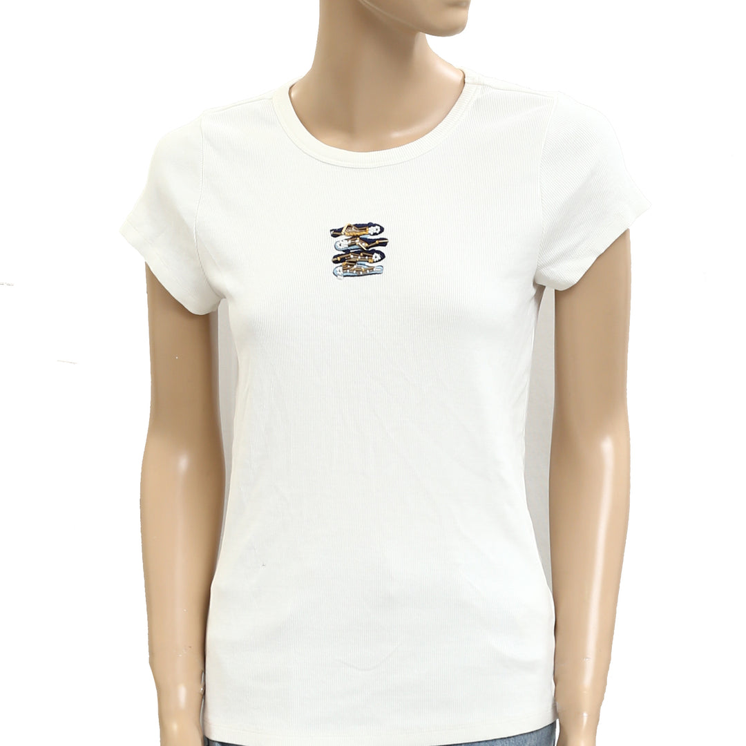 Maeve Anthropologie Embroidered Baby Tee Blouse Top