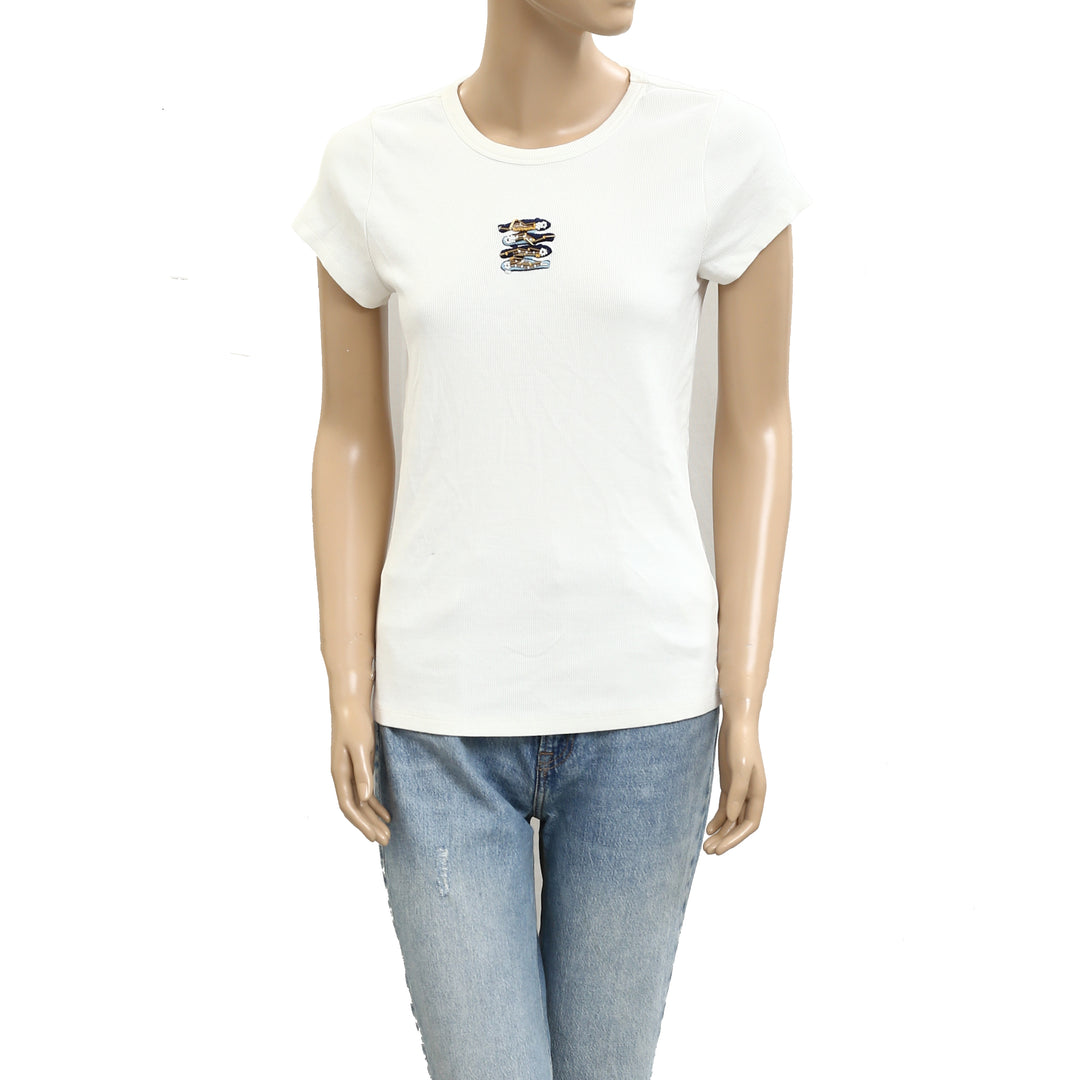 Maeve Anthropologie Embroidered Baby Tee Blouse Top