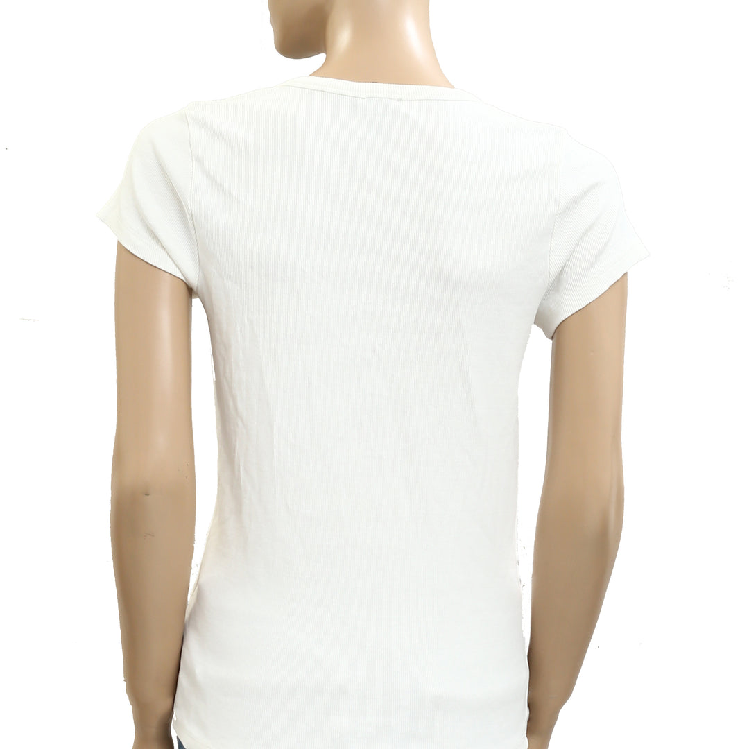 Maeve Anthropologie Embroidered Baby Tee Blouse Top