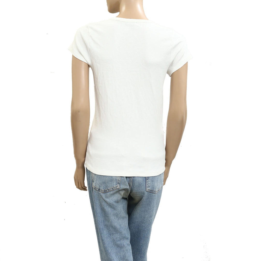 Maeve Anthropologie Embroidered Baby Tee Blouse Top