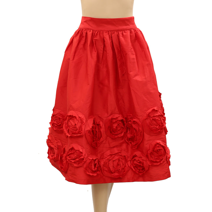 Frances Valentine Barbara Flowers Shantung Skirt