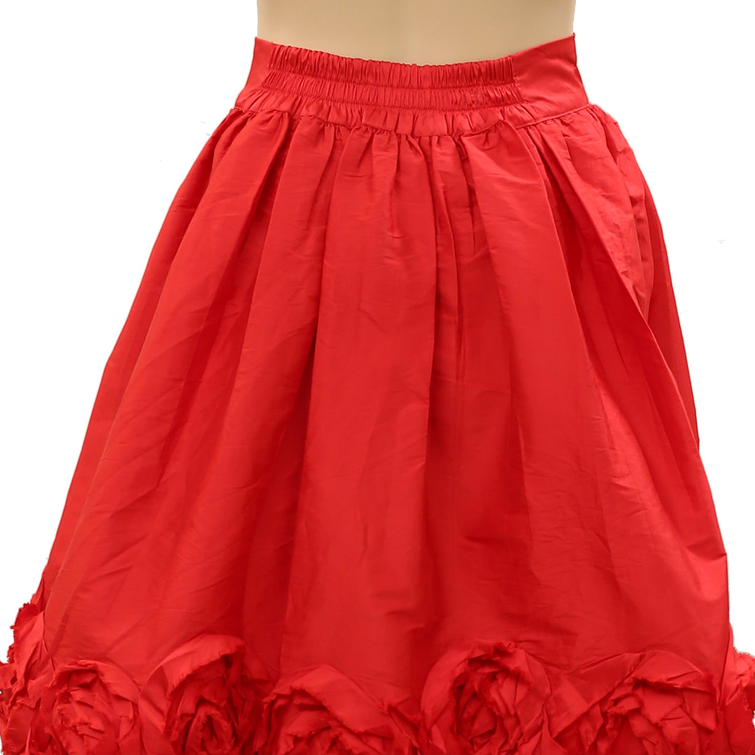 Frances Valentine Barbara Flowers Shantung Skirt